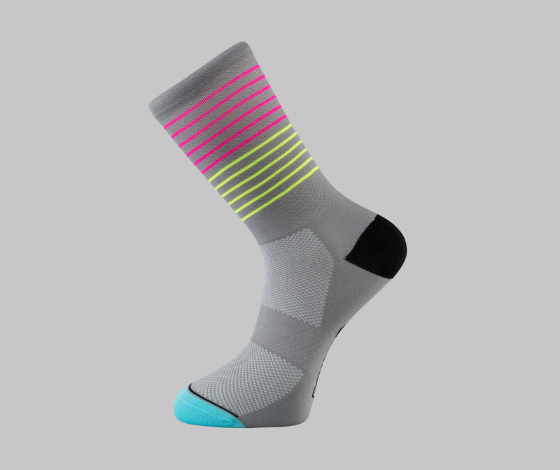 grey cycling socks fluorescent stripe
