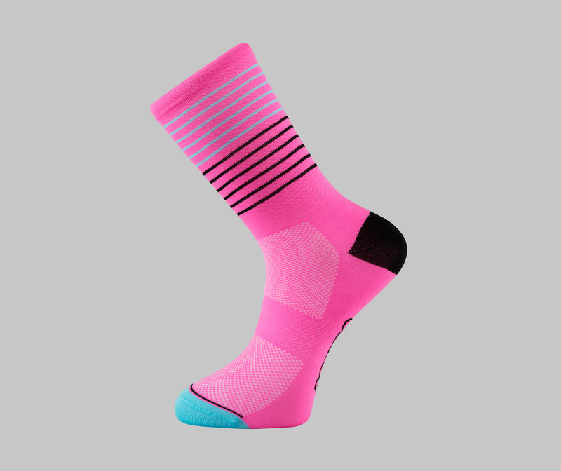 breton pink stripe cycling socks
