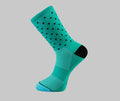 celeste polka dot cycling socks