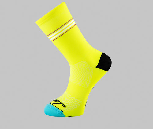 Pin Stripe - Cycling Socks - Hi-Vis Yellow